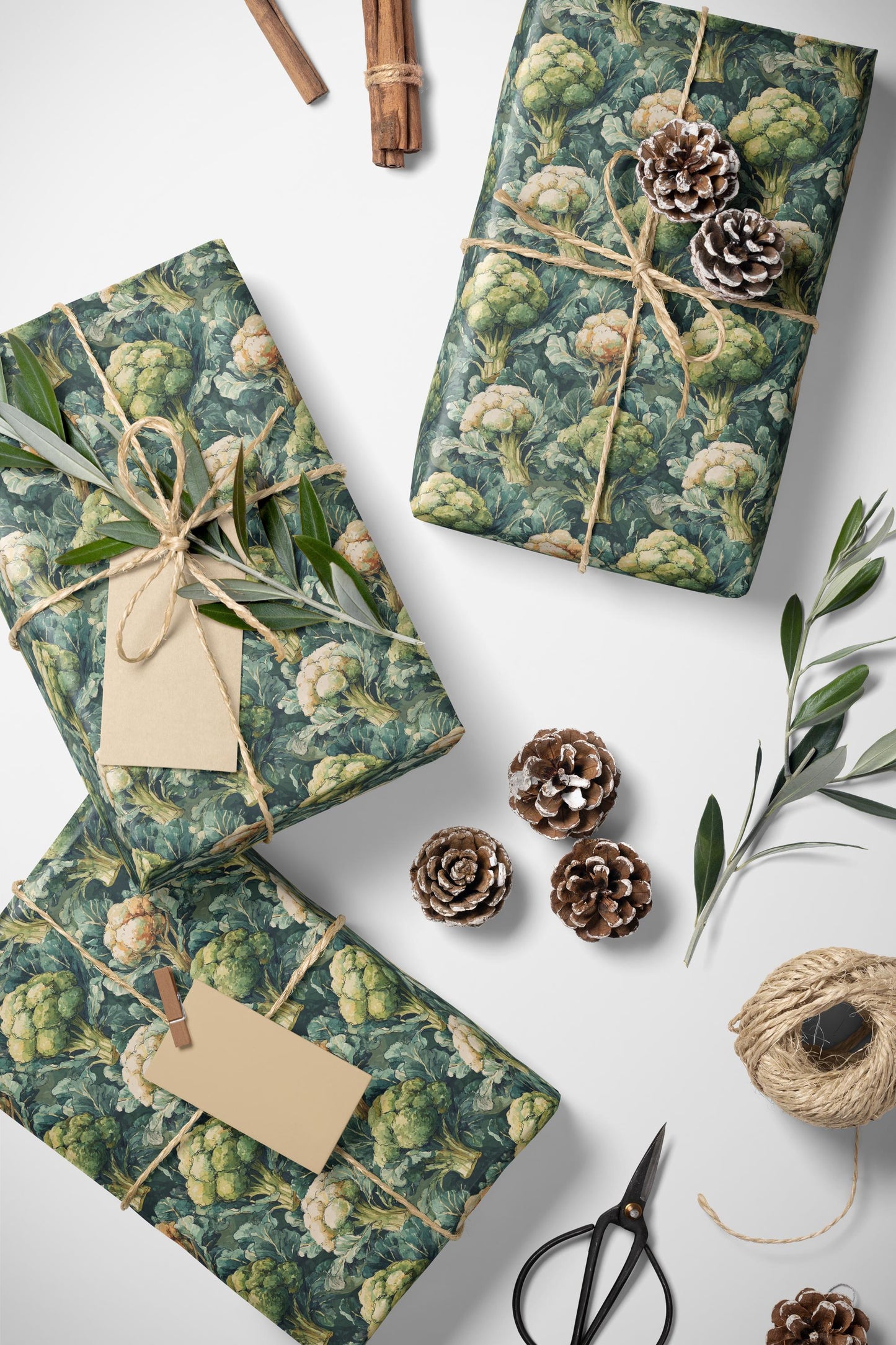 Farmers Market Wrapping Paper Roll Farm Fresh Broccoli Rustic Country Vegetables Eco Friendly Farmhouse Kitchen Gift Wrap #65