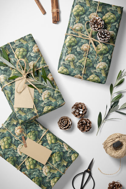Farmers Market Wrapping Paper Roll Farm Fresh Broccoli Rustic Country Vegetables Eco Friendly Farmhouse Kitchen Gift Wrap #65