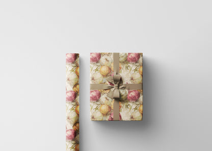 Farmers Market Wrapping Paper Roll Rustic Farmhouse Onions Illustration Eco Friendly Country Kitchen Organic Gift Wrap #78