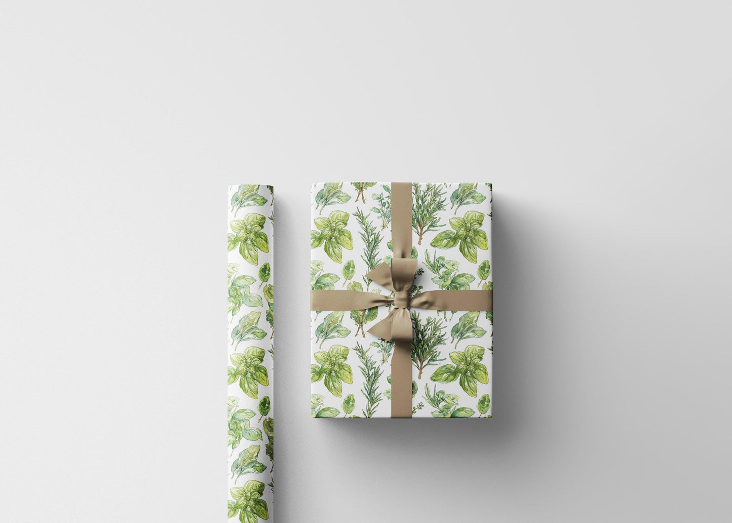 Farmers Market Wrapping Paper Roll Farm Fresh Herbs Rustic Kitchen Basil Parsley Thyme Eco Friendly Farmhouse Gift Wrap #54