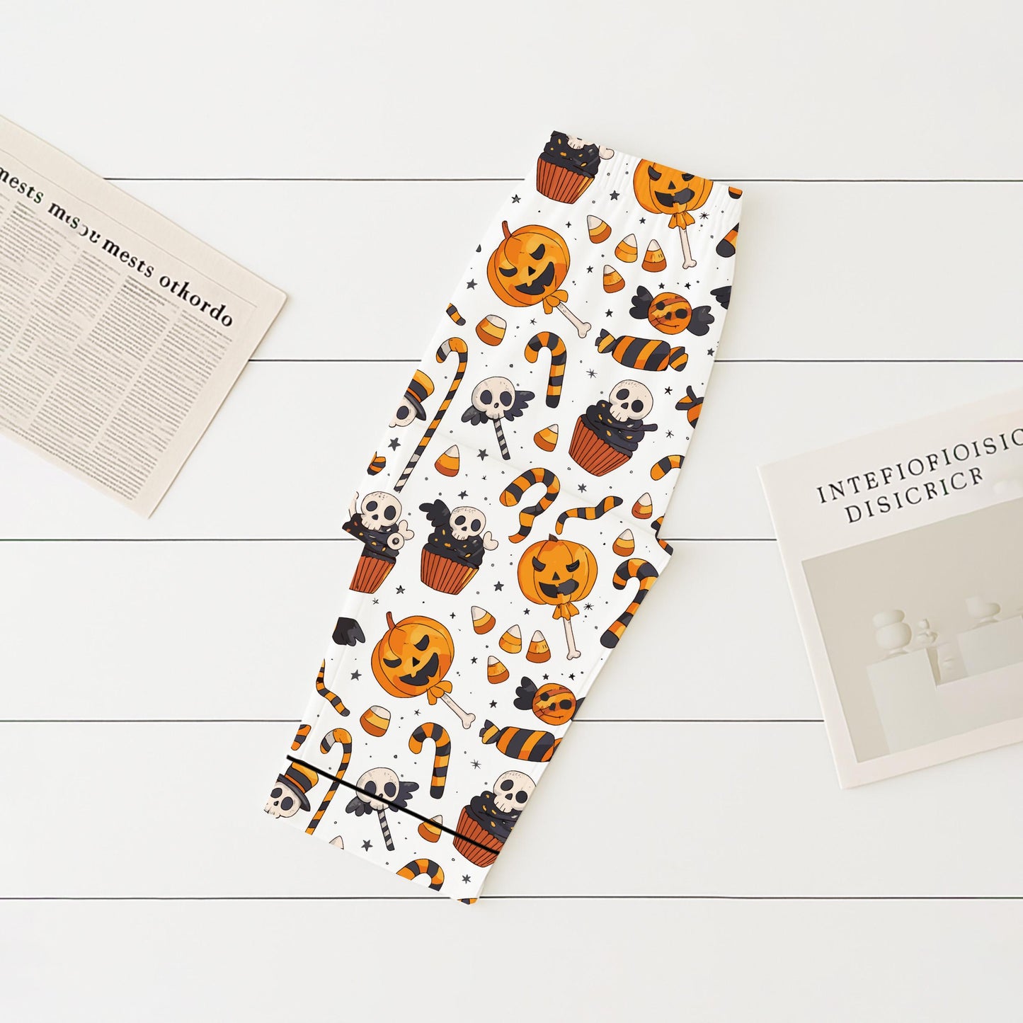 Halloween Candy Pumpkin Skull Cake Pajamas Set, Halloween Pattern Sleepwear, Spooky Homewear, Cozy Loungewear, Spooky Season Gift