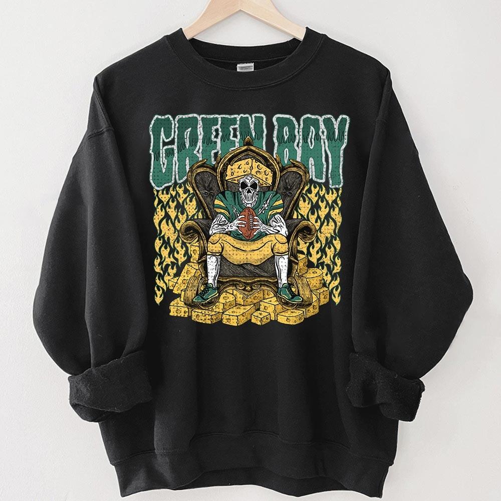 Green Bay Football Skull Vintage Shirt, Gift For Fan Football Game Day Unisex Shirt