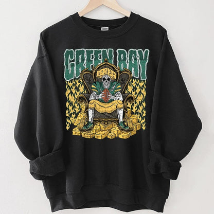 Green Bay Football Skull Vintage Shirt, Gift For Fan Football Game Day Unisex Shirt