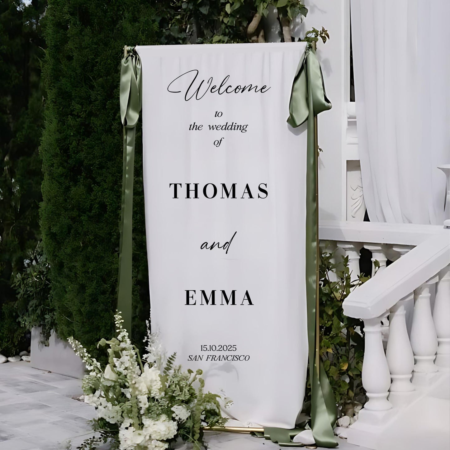 Personalized Wedding Welcome Sign, Wedding Banner, Elegant Ceremony Decor, Modern Reception Entrance Decoration, Wedding Entrance Decor