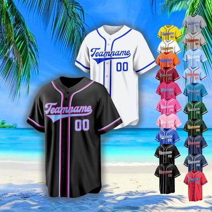Custom Baseball Jerseys, Personalized Team Name Number Jersey for Baseball Fans Lovers, Customize Embroidered Stripe Team Jersey with LOGO