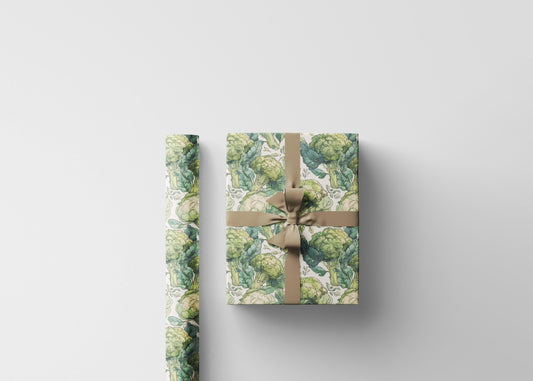 Farmers Market Wrapping Paper Roll Rustic Country Kitchen Broccoli Farm Fresh Vegetables Eco Farmhouse Organic Gift Wrap #68