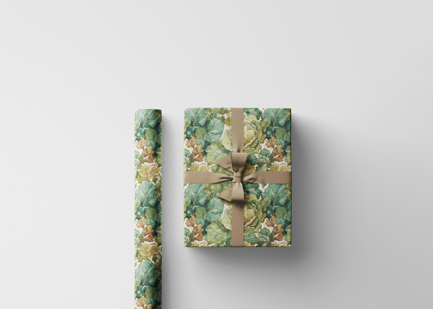 Farmers Market Wrapping Paper Roll Farm Fresh Leafy Greens Kale Rustic Country Vegetables Eco Friendly Kitchen Gift Wrap #73