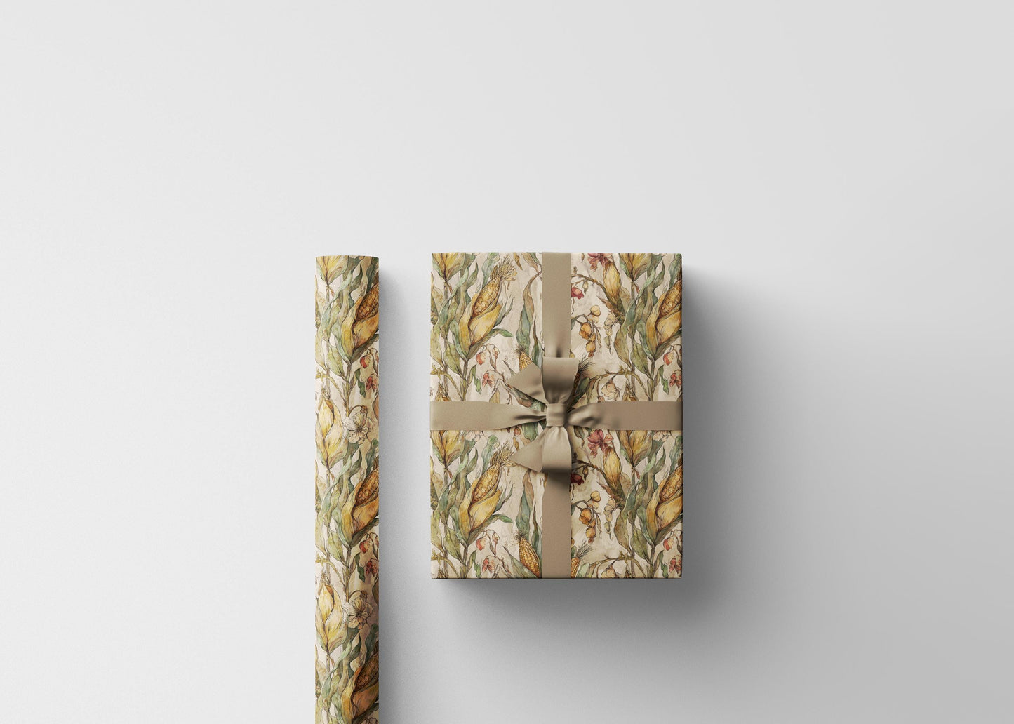 Farmers Market Wrapping Paper Roll Eco Rustic Corn Design Farm Fresh Vegetable Farmhouse Country Kitchen Gift Wrap #71