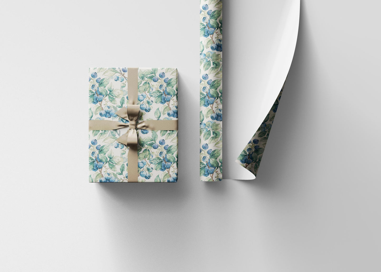 Farmers Market Wrapping Paper Roll Eco Rustic Blueberries Design Farm Fresh Fruit Farmhouse Country Kitchen Organic Gift Wrap #81