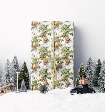 Farmers Market Wrapping Paper Roll Eco Rustic Potatoes Design Farm Fresh Vegetables Farmhouse Country Kitchen Gift Wrap #92
