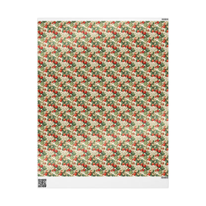 Farmers Market Wrapping Paper Roll Eco Rustic Strawberries Design Farm Fresh Fruit Farmhouse Country Kitchen Gift Wrap #96
