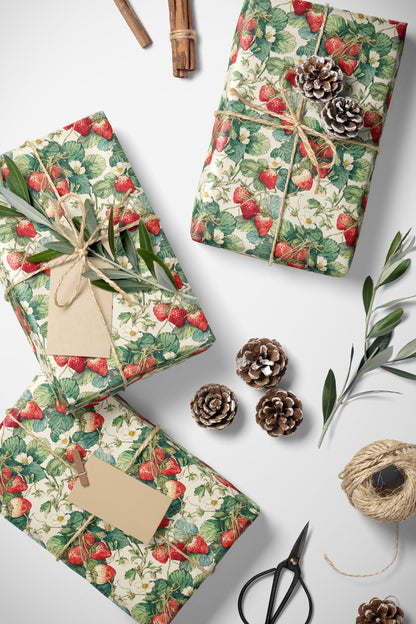 Farmers Market Wrapping Paper Roll Rustic Country Kitchen Strawberries Farm Fresh Fruit Eco Farmhouse Organic Gift Wrap #97