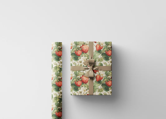 Farmers Market Wrapping Paper Roll Farm Fresh Strawberries Rustic Country Fruit Eco Friendly Farmhouse Kitchen Gift Wrap #94