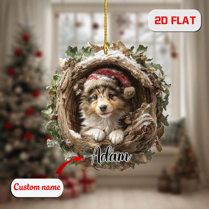 Custom 2D Dog Ornament – Personalized Puppy in Christmas Wreath Acrylic Decoration, Cute Pet Lover Gift, Unique Holiday Keepsake 2025