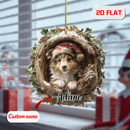 Custom 2D Dog Ornament – Personalized Puppy in Christmas Wreath Acrylic Decoration, Cute Pet Lover Gift, Unique Holiday Keepsake 2025