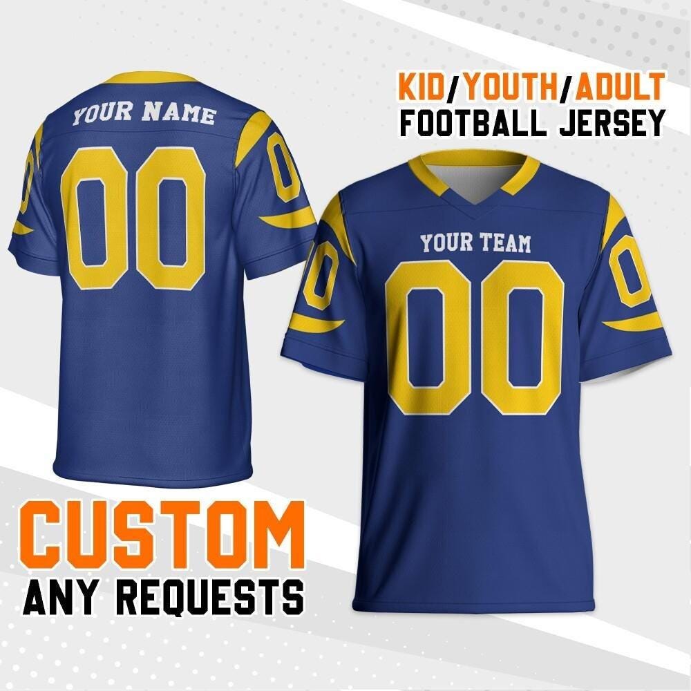 Personalized Ram Navy Football Jersey, Custom Shirt For Adult Kid, Game Day Outfit For American Football Fan, Gift for Him, Gift for her
