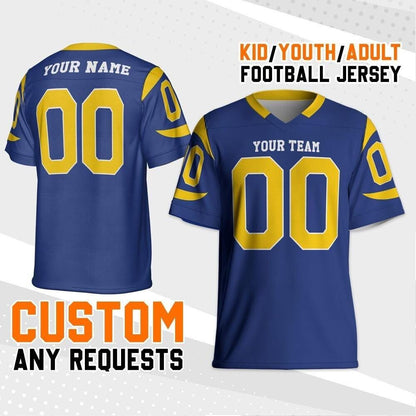Personalized Ram Navy Football Jersey, Custom Shirt For Adult Kid, Game Day Outfit For American Football Fan, Gift for Him, Gift for her
