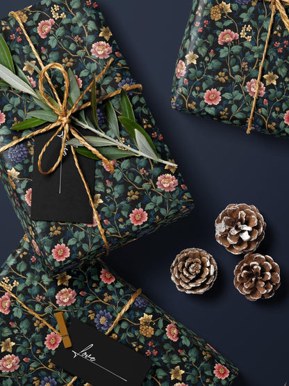 Botanical Garden Wrapping Paper Roll Elegant Gift Wrap Rose Wrapping Paper Lovely Design Gift Wrap Wedding Wrapping Paper Botanical Print