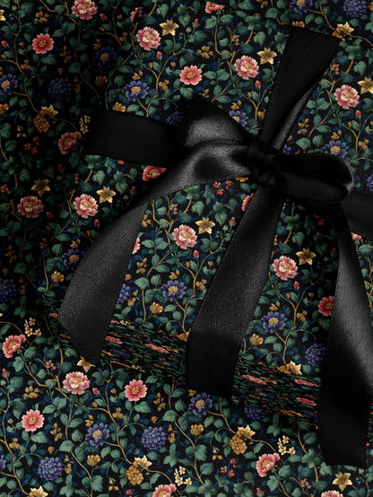 Floral Gift Wrap Flower Wrapping Paper Feminine Gift Idea Moody Floral Design Garden Lover Gift Wrap Roll Romantic Gift for Her Gift for Mom