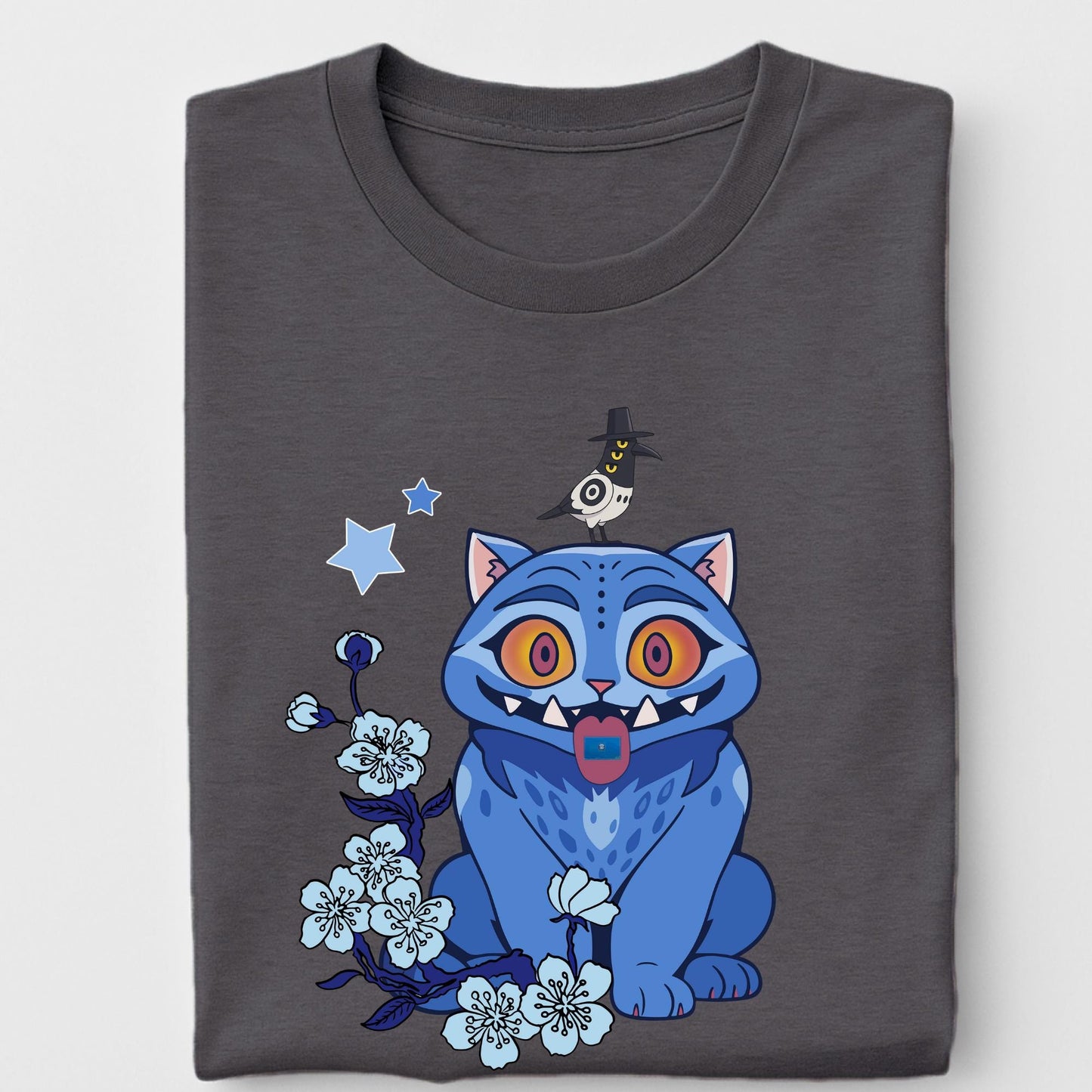 Demon Hunter Tiger Tee, Derpy Tiger and Bird Shirt, Kpop Saja Boys Merch, Hunters Fan Graphic T-shirt, Kpop Demon Hunters Gift