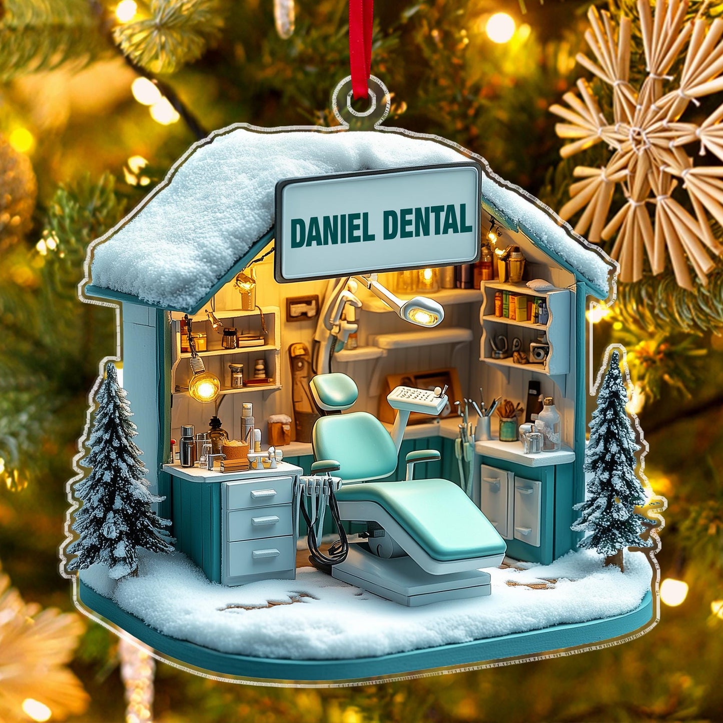 Personalized Dental 2D Flat Ornament, Custom Christmas Ornament, Dental Assistant Christmas Decor, Dental Hygienist Gift, Dentist Gift