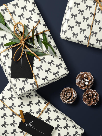 Chic Gift Wrap Elegant Wrapping Paper Classic Bow Gift Wrap Black and White Feminine Wrapping Paper Photoshoot Prop Gift Wrap for Wedding