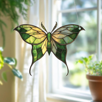 Green Butterfly Window Hanging, Nature Inspired Home Decor, Boho Insect Ornament, Botanical Window Art, Spring Summer Room Decoration