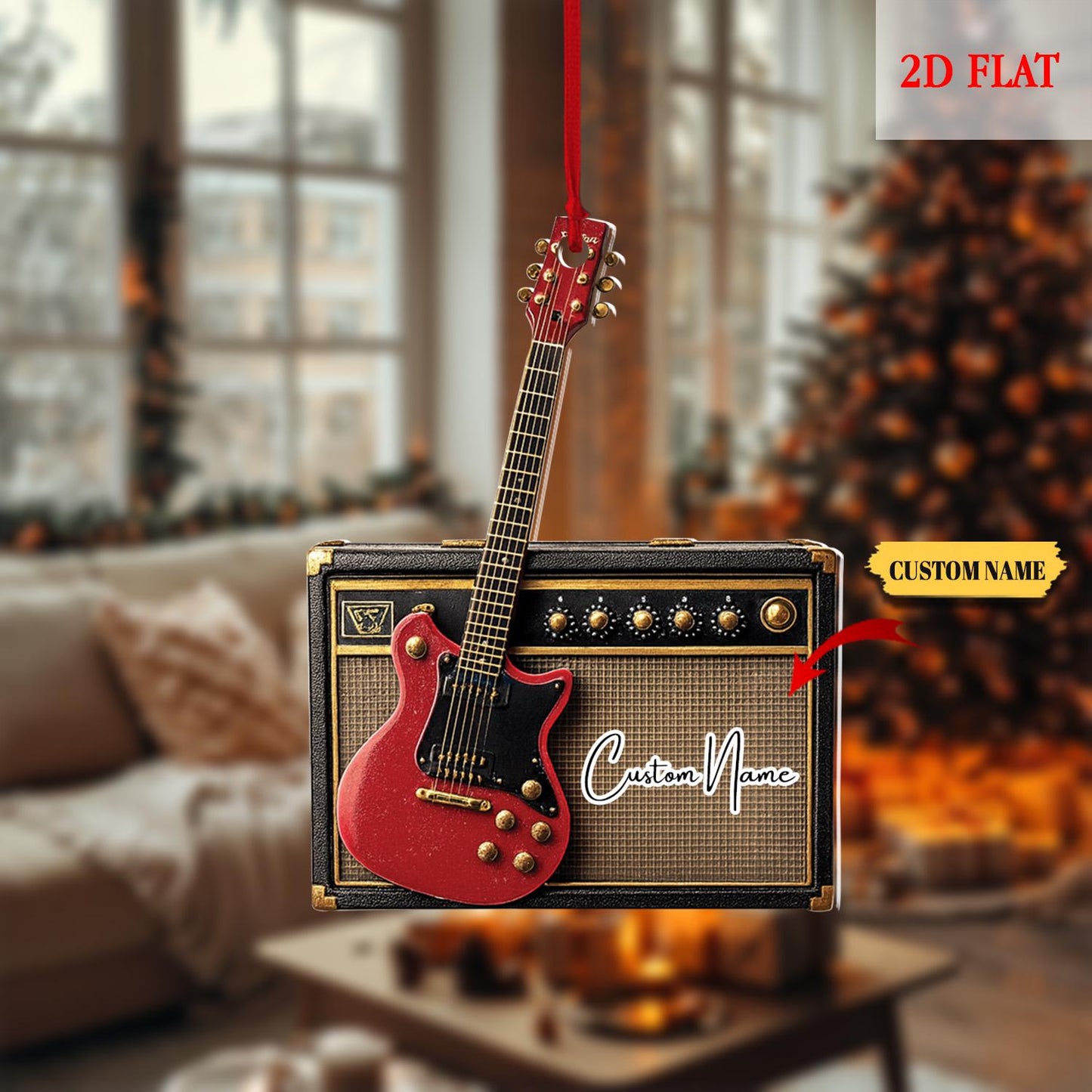 Personalized Electric Guitar Ornament, Guitar Christmas Decor, Custom Music Ornament, Rock and Roll Gift, Christmas Tree Hanging Ornament