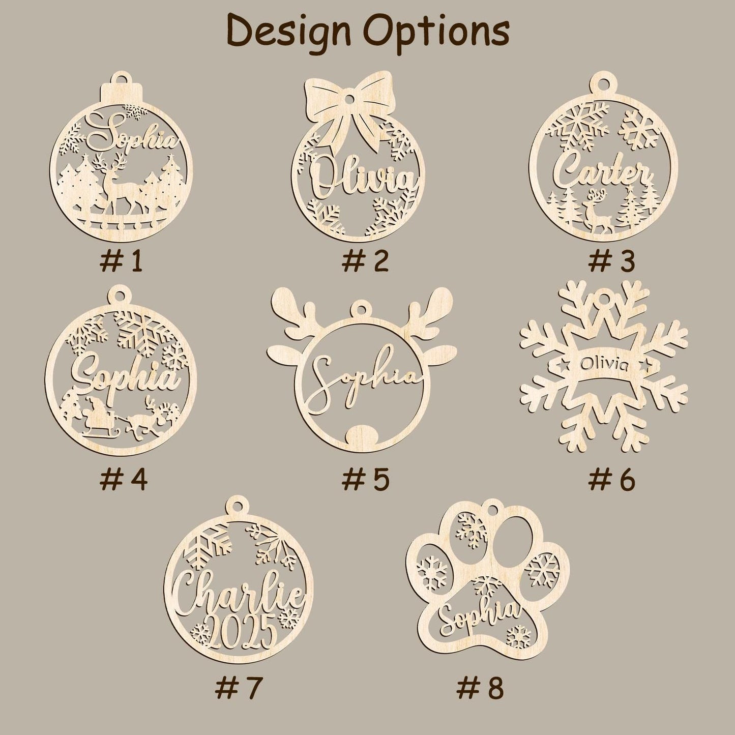 Custom Name Ornament | Personalized Christmas Wood Ornament | USA Made | Laser Cut Gift Tag | Laser Cut Name Bauble 2025