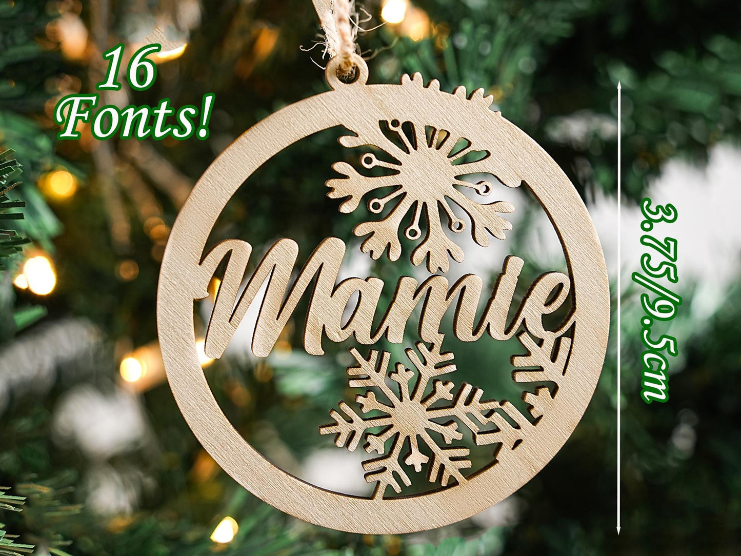 Personalized Wooden Christmas Ornaments, with Custom Family Names, Unique Holiday Gifts, Family Christmas Ornament,Laser Cut Name Ornament