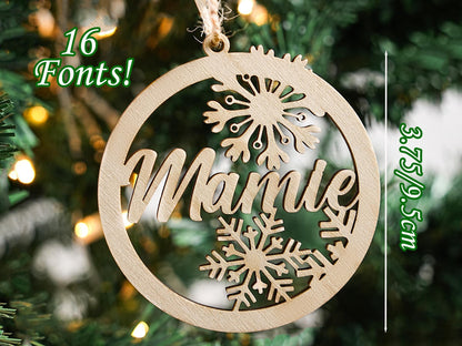 Personalized Wooden Christmas Ornaments, with Custom Family Names, Unique Holiday Gifts, Family Christmas Ornament,Laser Cut Name Ornament