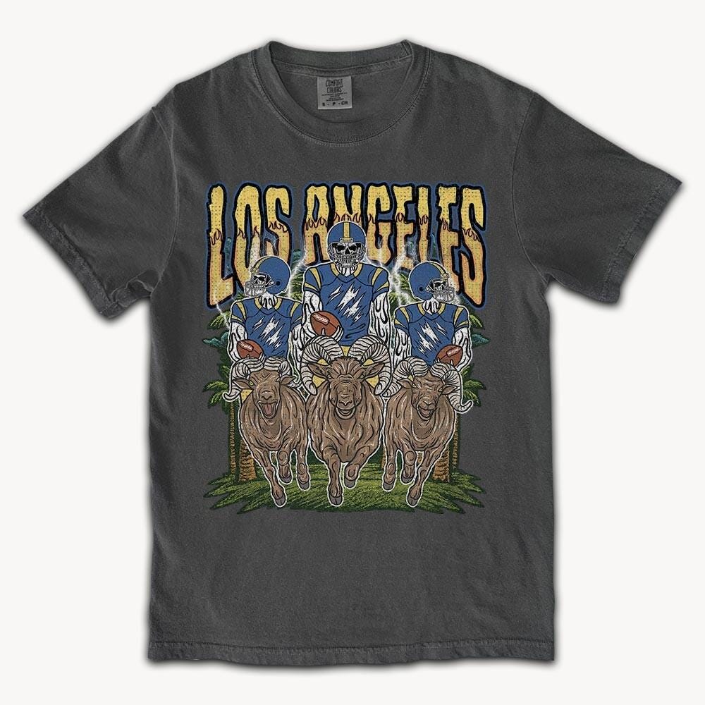 Los Angeles Football Skull Vintage Shirt, Gift For Fan Football Game Day Unisex Shirt