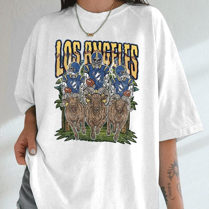 Los Angeles Football Skull Vintage Shirt, Gift For Fan Football Game Day Unisex Shirt