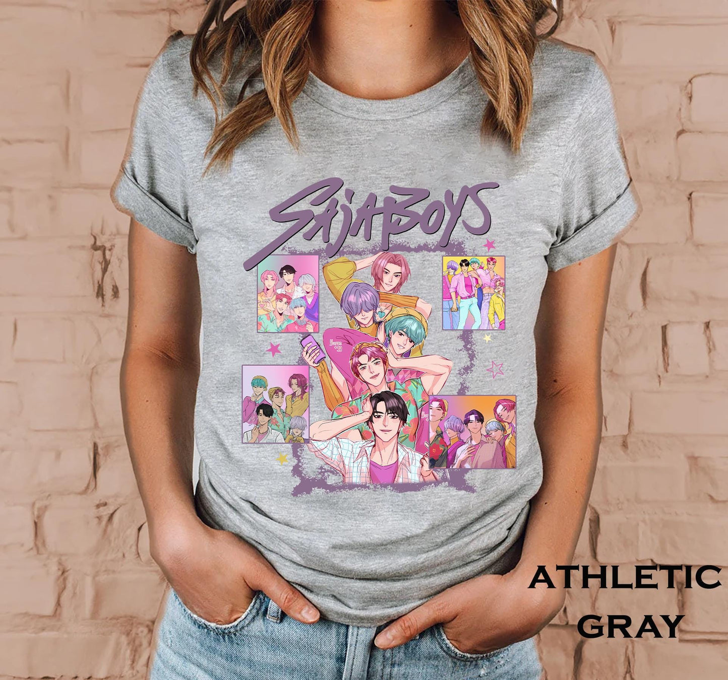Saja boys kpop shirt retro anime boy band tee demon hunters movie shirt bootleg graphic top Korean pop merch unisex comfort colors t shirt