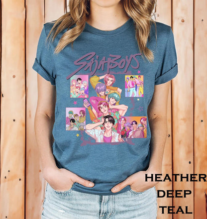 Saja boys kpop shirt retro anime boy band tee demon hunters movie shirt bootleg graphic top Korean pop merch unisex comfort colors t shirt