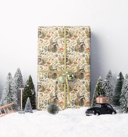 Racoon Wrapping Paper Adorable Forest Animal Theme Gift Wrap for Nature Inspired Baby Showers and Kids Parties #13