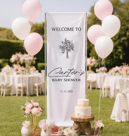 Personalized Baby Shower Fabric Welcome Sign Banner, Baby Shower Sign, Oh Baby Welcome Sign, Modern Birthday Banner, Boho Birthday Decor
