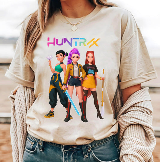 Huntrix T Shirt, Demon Hunters Shirt, Huntrix Girls T Shirt, Mira Rumi Joey Shirt, Demon Hunter Kids Shirt, Gift For Kpop Fan, Kpop Movie