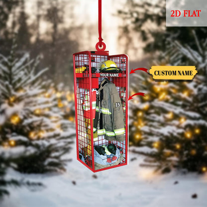 Custom Firefighter Ornament, Firefighter Uniform Wood Ornament, Birthday Gift for Dad Papa, Firefighter Gear Keepsake, Fireman Ornament