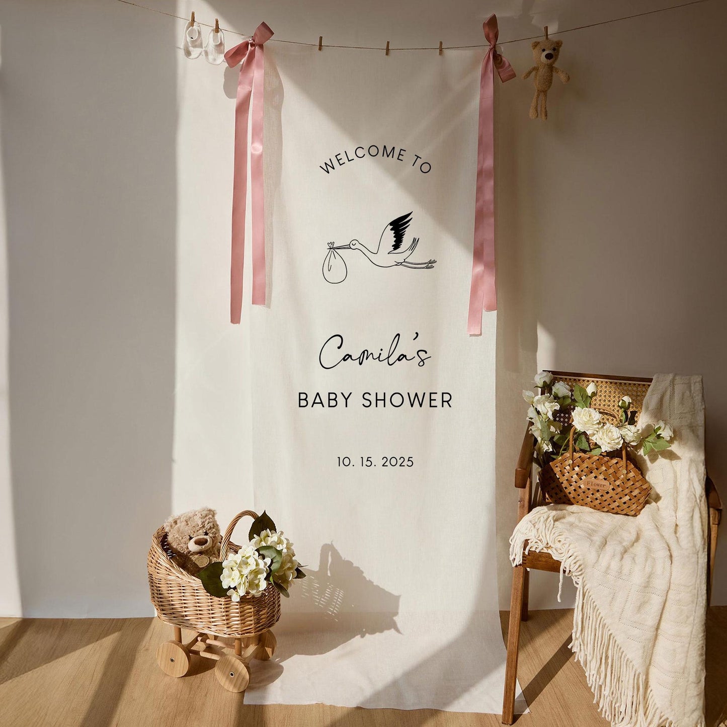 Welcome Sign for Baby Shower, Personalized Fabric Baby Shower Sign, Custom Baby Shower Sign, Custom Baby Shower Decor