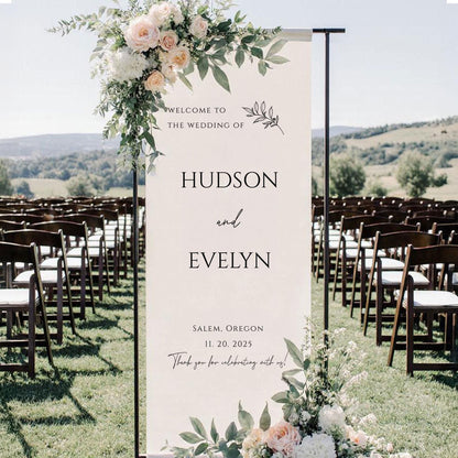 Custom Fabric Wedding Welcome Sign • Modern Linen Wedding Sign • Wedding Banner • Personalised Wedding Decor • Engagement Party Sign