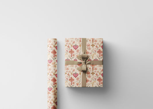 Christian Wrapping Paper for Baptism | Watercolor Coquette Gift Wrap | Christening Present Paper for Baby Girls #6