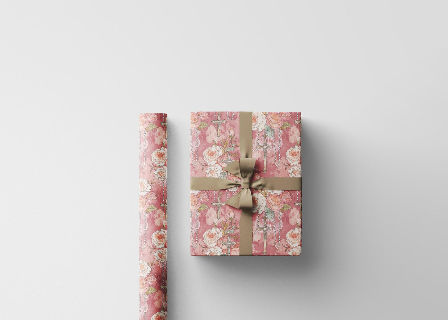 Baptism Wrapping Paper Christian Coquette Watercolor | Elegant Christening Gift Wrap for Baby #18