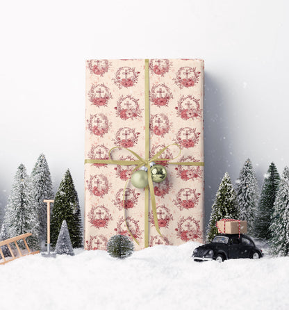 Christian Gift Wrap Baptism Theme Watercolor Floral | Coquette Aesthetic Wrapping Paper for Baby Dedication or Christening #2