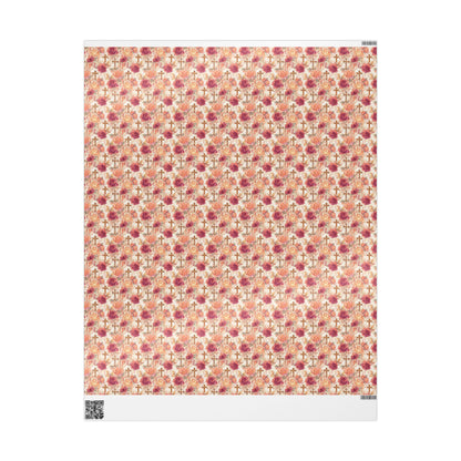 Christian Baptism Gift Wrapping Paper | Coquette Aesthetic Watercolor Wrap for Girls #19