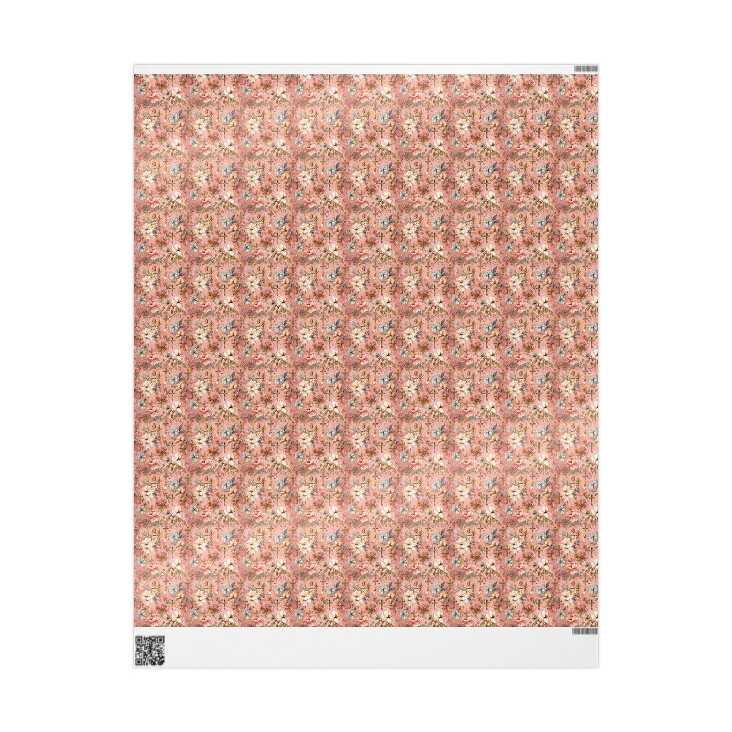 Christian Baptism Wrapping Paper Watercolor Coquette Style | Baby Girl Christening Gift Wrap | Elegant Religious Gift Paper #1