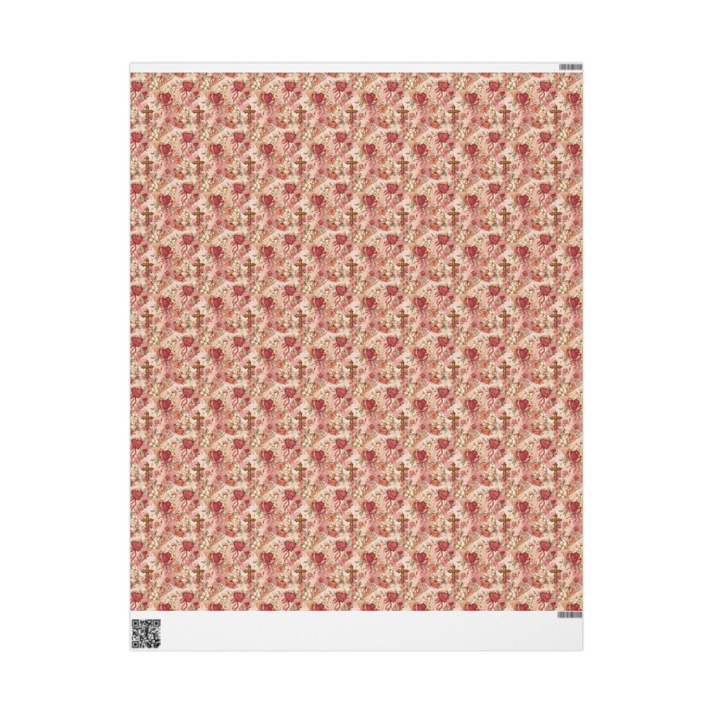 Coquette Baptism Wrapping Paper Christian Watercolor Design | Elegant Baby Girl Gift Wrap for Christening or Dedication #4