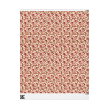 Coquette Baptism Wrapping Paper Christian Watercolor Design | Elegant Baby Girl Gift Wrap for Christening or Dedication #4