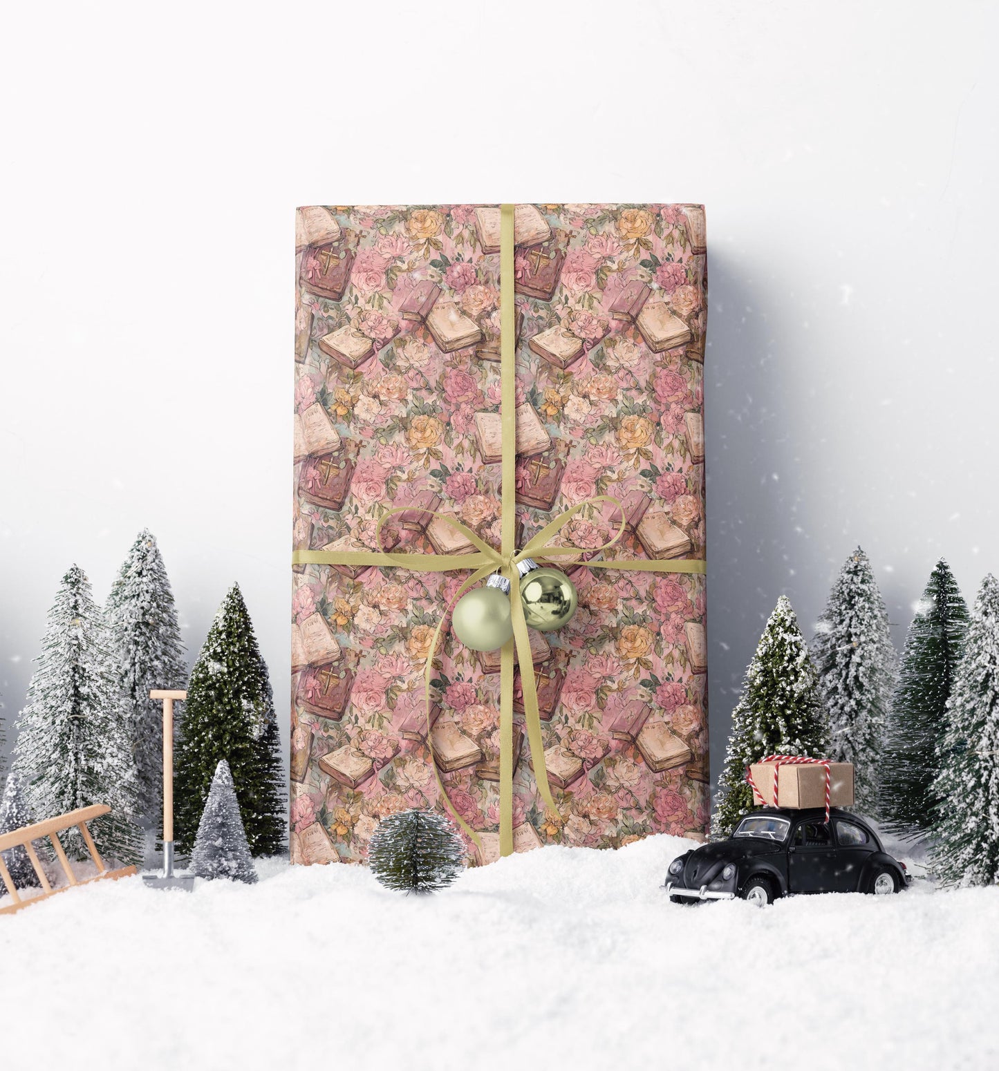 Watercolor Baby Girl Baptism Wrapping Paper | Coquette Christian Gift Wrap for Christening #21