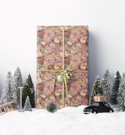Watercolor Baby Girl Baptism Wrapping Paper | Coquette Christian Gift Wrap for Christening #21